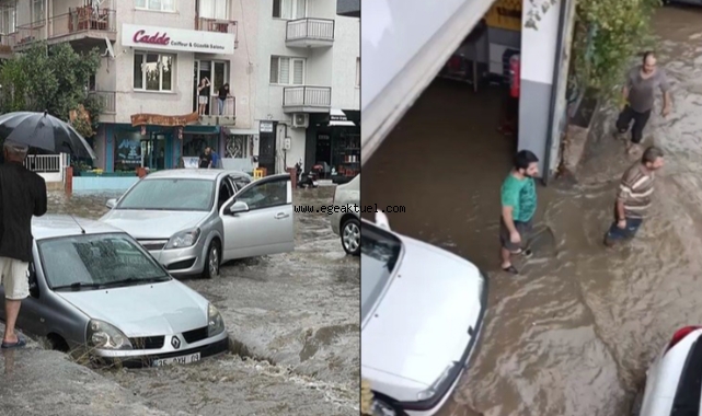 İzmir'de sağanak: Dere taştı, yollar göle döndü