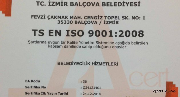 BALÇOVA BELEDİYESİ KALİTESİNİ TESCİLLEDİ